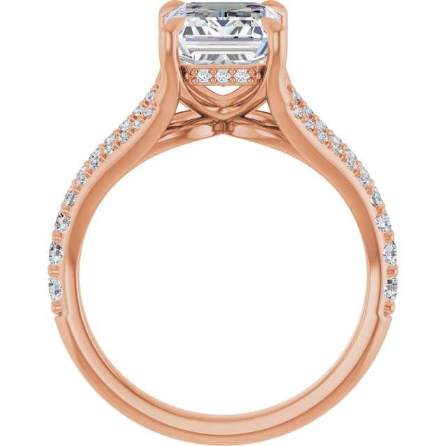 SOPHIA Solitaire Emerald Engagement Ring with Split Diamond Band - 18K Rose Gold - View 2