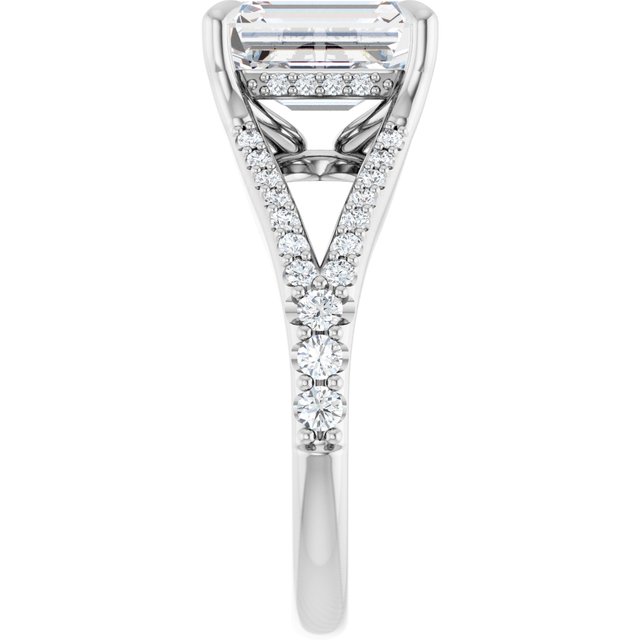 SOPHIA Solitaire Emerald Engagement Ring with Split Diamond Band - Platinum - View 4