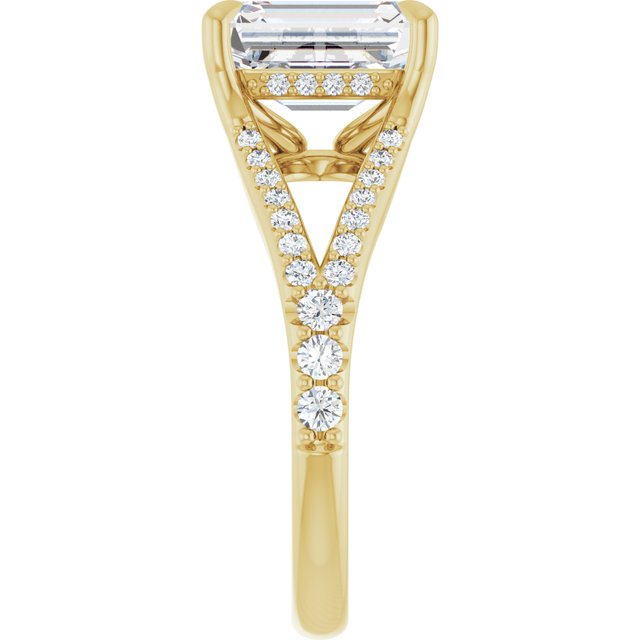SOPHIA Solitaire Emerald Engagement Ring with Split Diamond Band - 18K Yellow Gold - View 4