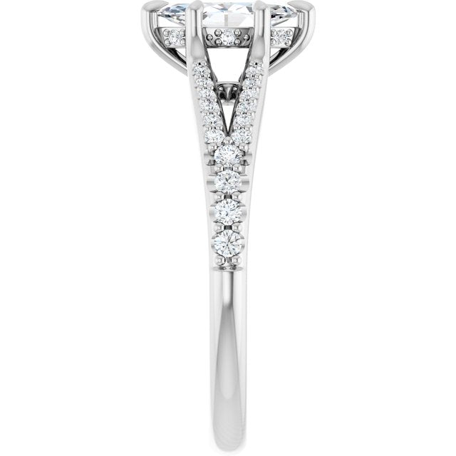 SOPHIA Solitaire Marquise Engagement Ring with Split Diamond Band - Platinum - View 4