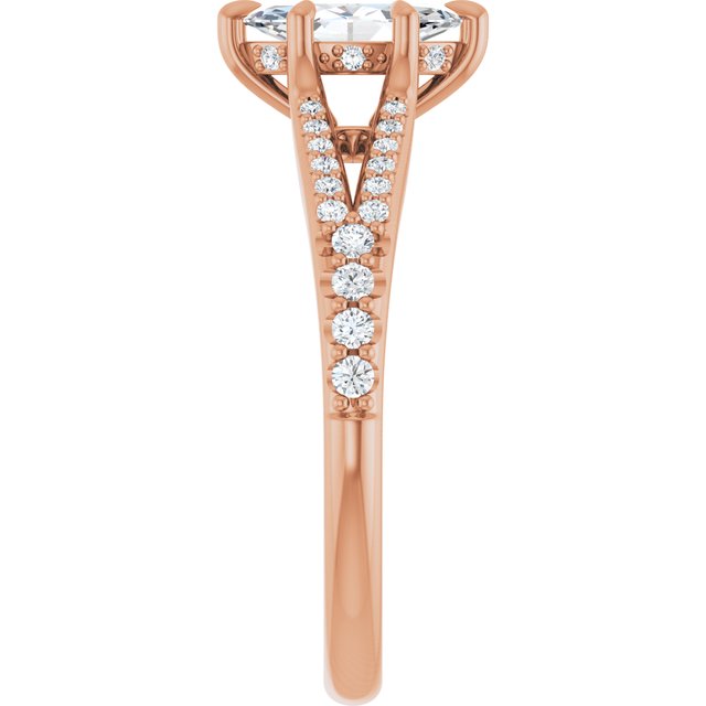 SOPHIA Solitaire Marquise Engagement Ring with Split Diamond Band - 18K Rose Gold - View 4