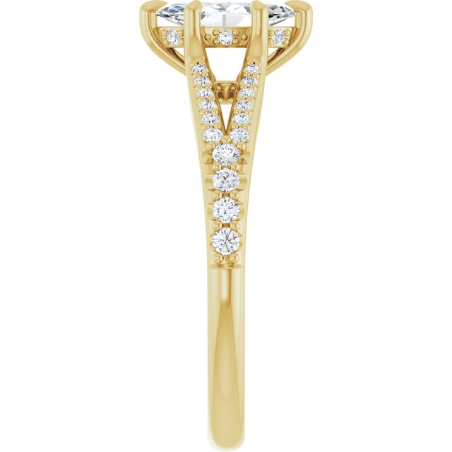 SOPHIA Solitaire Marquise Engagement Ring with Split Diamond Band - 18K Yellow Gold - View 4