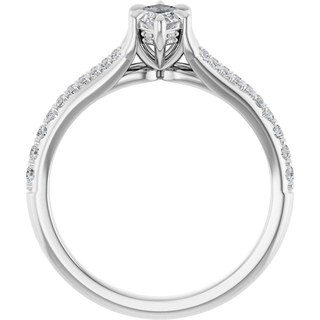 SOPHIA Solitaire Marquise Engagement Ring with Split Diamond Band - Platinum - View 2