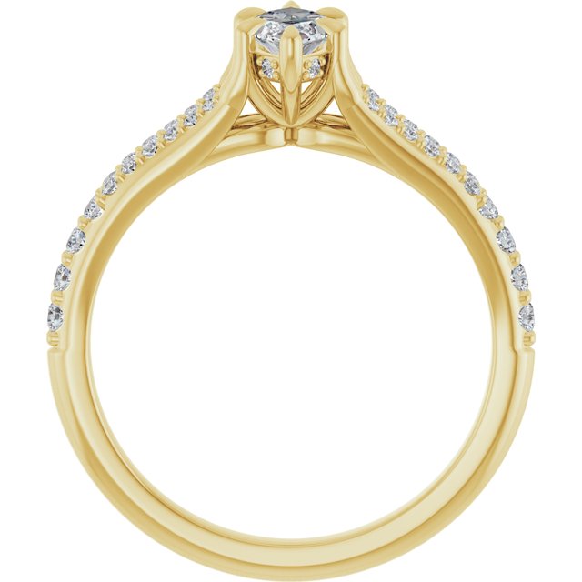 SOPHIA Solitaire Marquise Engagement Ring with Split Diamond Band - 18K Yellow Gold - View 2