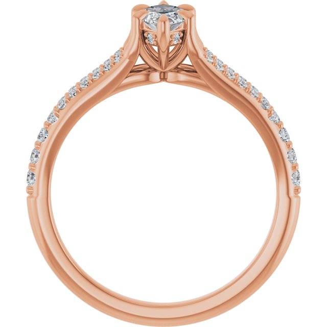 SOPHIA Solitaire Marquise Engagement Ring with Split Diamond Band - 18K Rose Gold - View 2