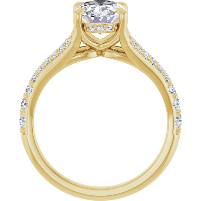 SOPHIA Solitaire Oval Engagement Ring with Split Diamond Band - 18K Yellow Gold - View 2