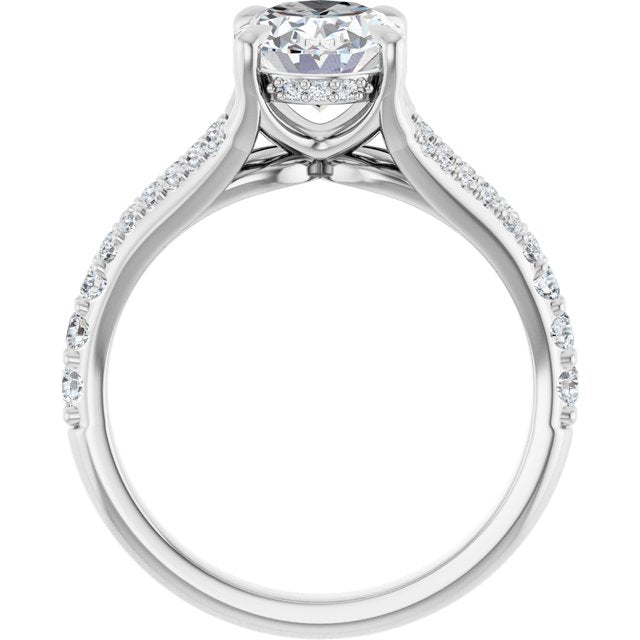 SOPHIA Solitaire Oval Engagement Ring with Split Diamond Band - Platinum - View 2