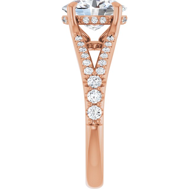 SOPHIA Solitaire Oval Engagement Ring with Split Diamond Band - 18K Rose Gold - View 4