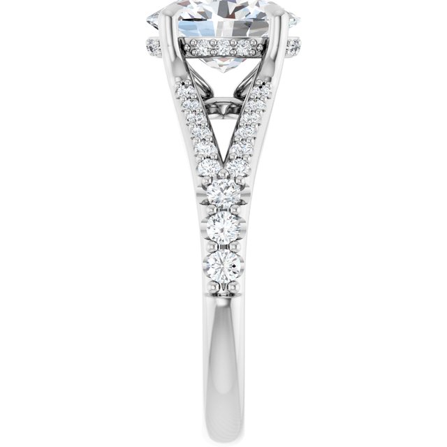 SOPHIA Solitaire Oval Engagement Ring with Split Diamond Band - Platinum - View 4