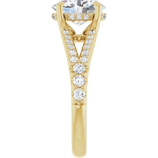 SOPHIA Solitaire Oval Engagement Ring with Split Diamond Band - 18K Yellow Gold - View 4