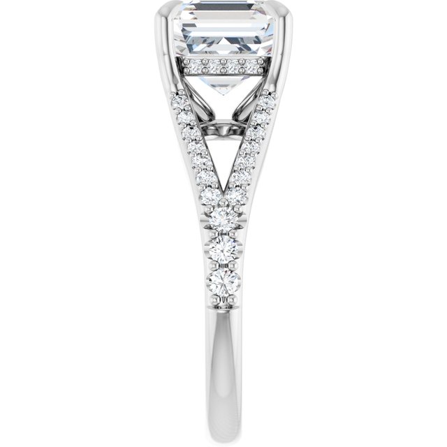 SOPHIA Solitaire Asscher Engagement Ring with Split Diamond Band - Platinum - View 4