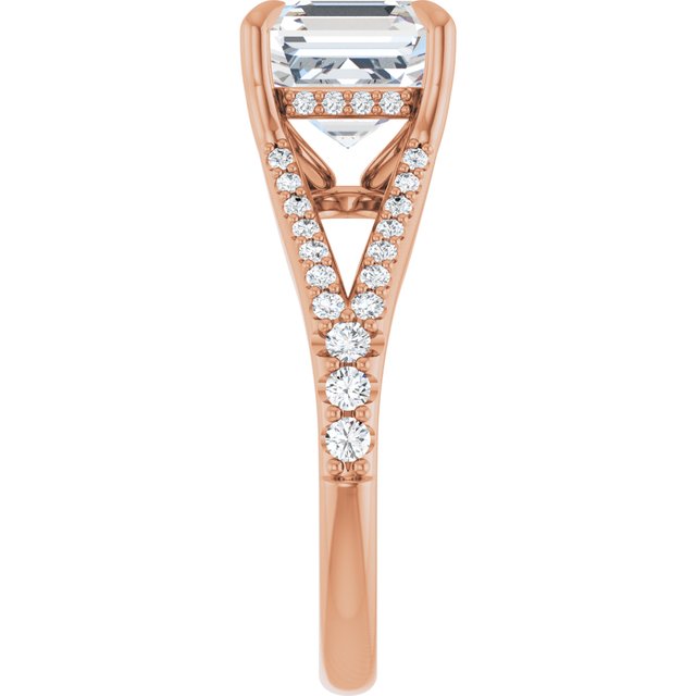 SOPHIA Solitaire Asscher Engagement Ring with Split Diamond Band - 18K Rose Gold - View 4