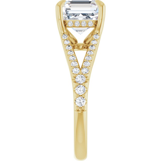 SOPHIA Solitaire Asscher Engagement Ring with Split Diamond Band - 18K Yellow Gold - View 4
