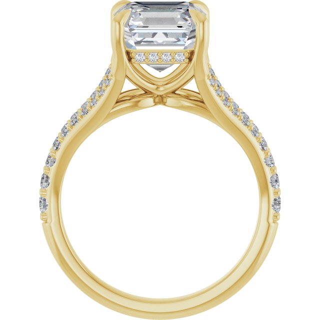 SOPHIA Solitaire Asscher Engagement Ring with Split Diamond Band - 18K Yellow Gold - View 2