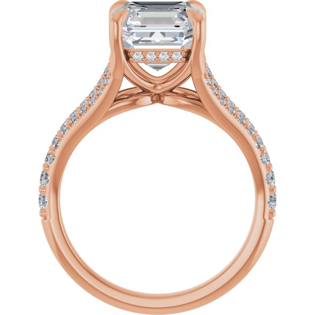 SOPHIA Solitaire Asscher Engagement Ring with Split Diamond Band - 18K Rose Gold - View 2