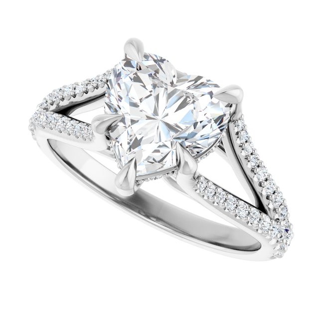 SOPHIA Solitaire Heart Engagement Ring with Split Diamond Band - Platinum - View 5