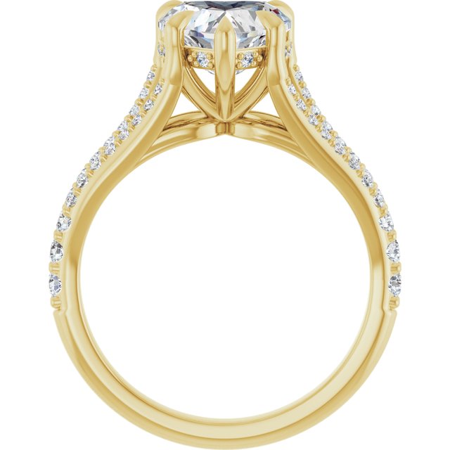 SOPHIA Solitaire Heart Engagement Ring with Split Diamond Band - 18K Yellow Gold - View 2