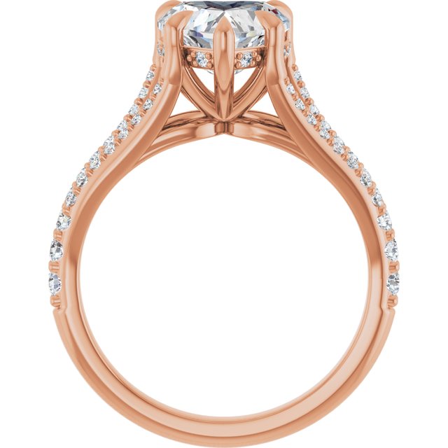 SOPHIA Solitaire Heart Engagement Ring with Split Diamond Band - 18K Rose Gold - View 2