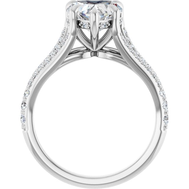SOPHIA Solitaire Heart Engagement Ring with Split Diamond Band - Platinum - View 2