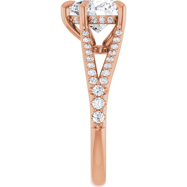 SOPHIA Solitaire Heart Engagement Ring with Split Diamond Band - 18K Rose Gold - View 4