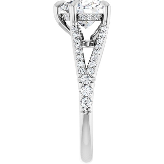 SOPHIA Solitaire Heart Engagement Ring with Split Diamond Band - Platinum - View 4