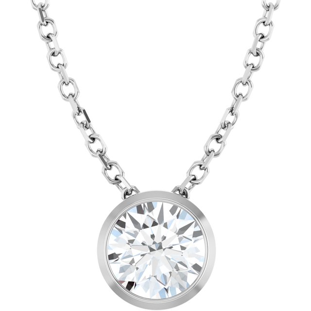 10K Rose 1/10 CT Lab-Grown Diamond Bezel-Set 16-18&quot; Necklace Jewelry