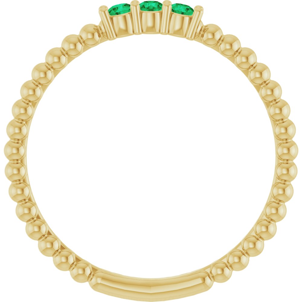 10K White Lab-Grown Emerald Beaded Ring
