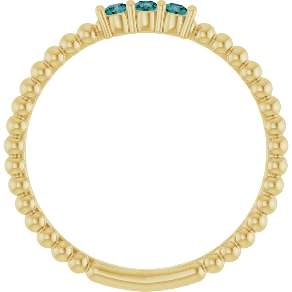 10K White Lab-Grown Emerald Beaded Ring