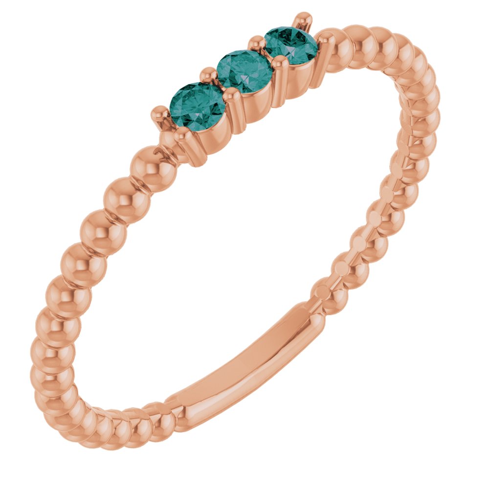 10K White Lab-Grown Emerald Beaded Ring