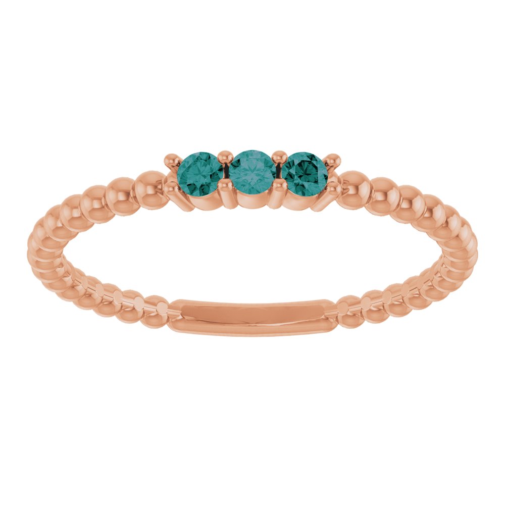 10K White Lab-Grown Emerald Beaded Ring