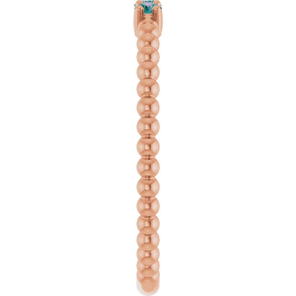 10K White Lab-Grown Emerald Beaded Ring