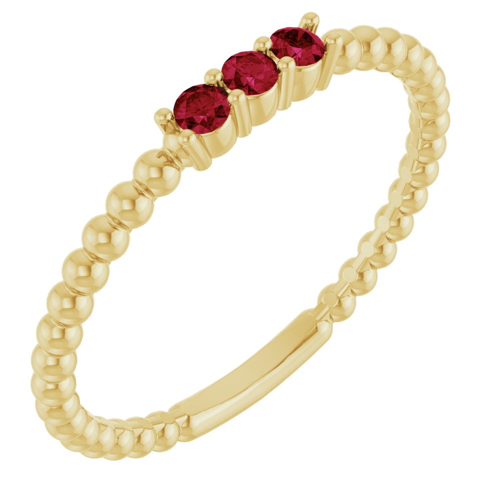10K White Lab-Grown Emerald Beaded Ring