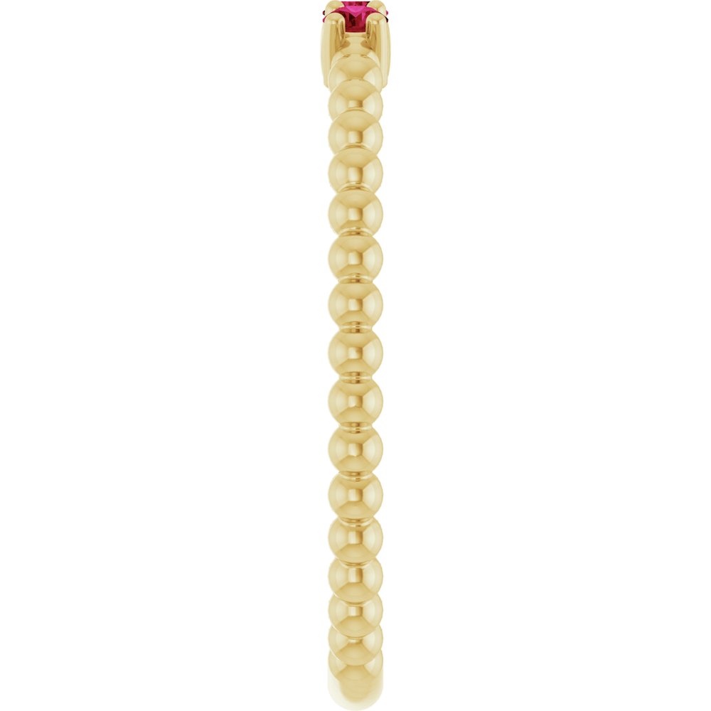 10K White Lab-Grown Emerald Beaded Ring