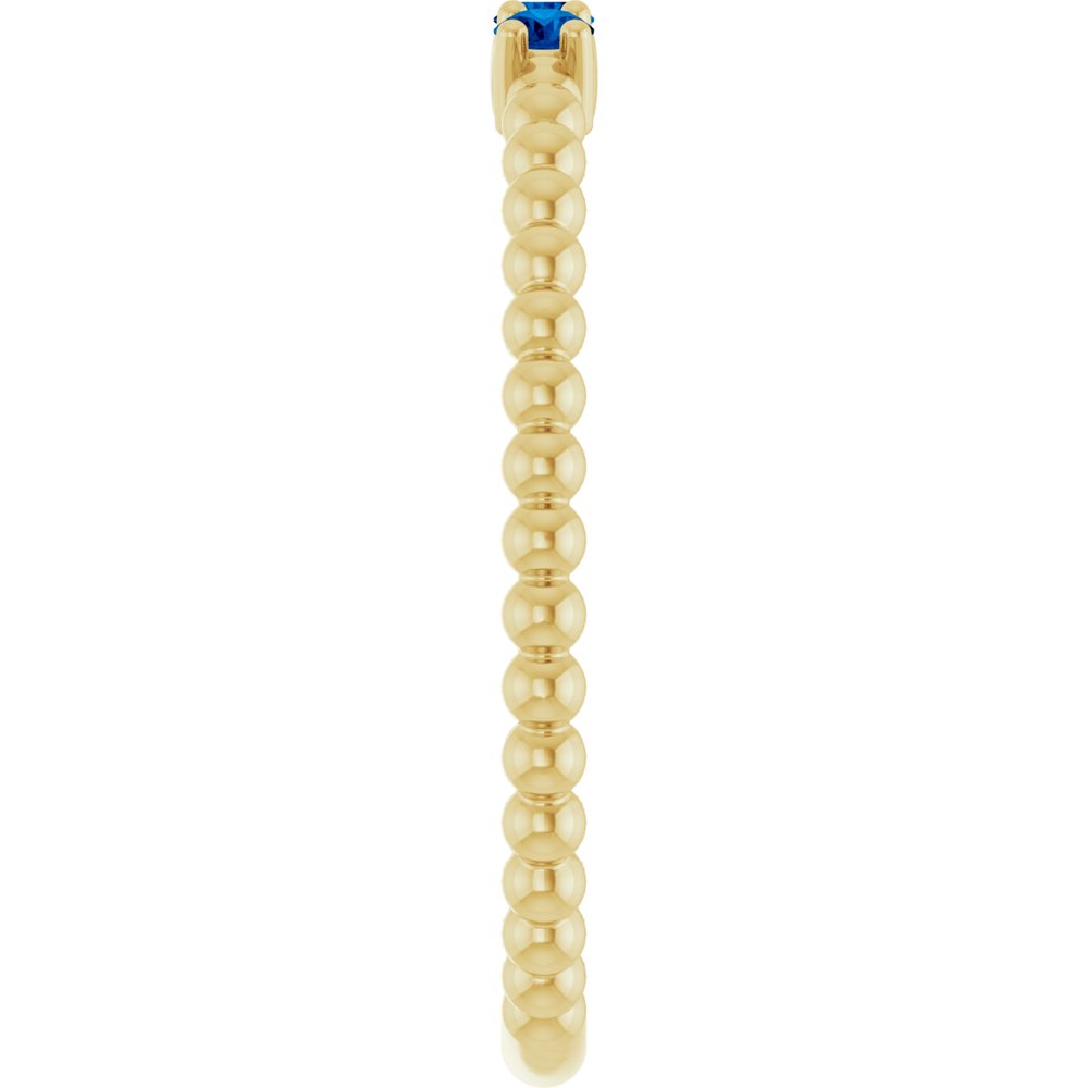 10K White Lab-Grown Emerald Beaded Ring