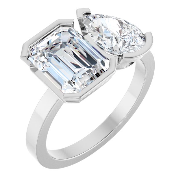 EMILY Toi Et Moi Two-Stone Emerald Cut Engagement Ring