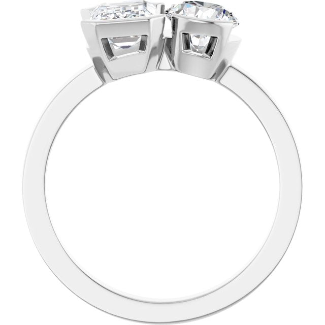 EMILY Toi Et Moi Two-Stone Emerald Cut Engagement Ring