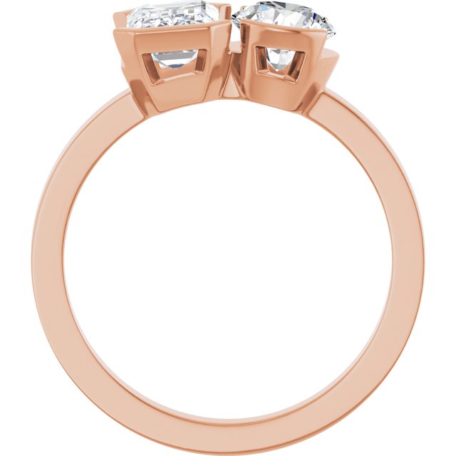 EMILY Toi Et Moi Two-Stone Emerald Cut Engagement Ring