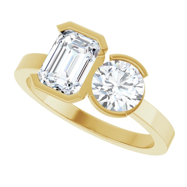EMILY Toi Et Moi Two-Stone Emerald Cut Engagement Ring
