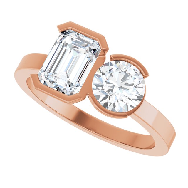 EMILY Toi Et Moi Two-Stone Emerald Cut Engagement Ring