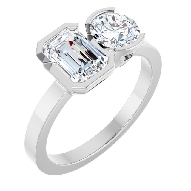 EMILY Toi Et Moi Two-Stone Emerald Cut Engagement Ring