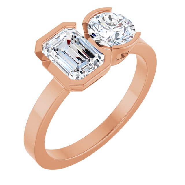 EMILY Toi Et Moi Two-Stone Emerald Cut Engagement Ring