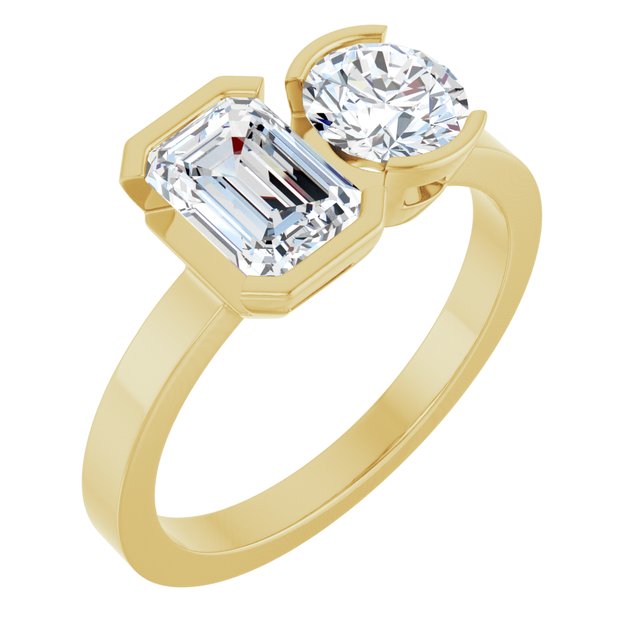 EMILY Toi Et Moi Two-Stone Emerald Cut Engagement Ring