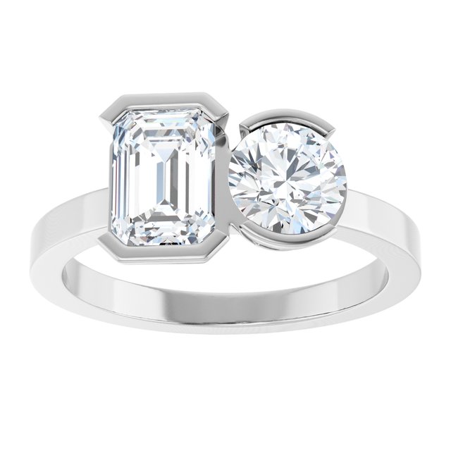 EMILY Toi Et Moi Two-Stone Emerald Cut Engagement Ring