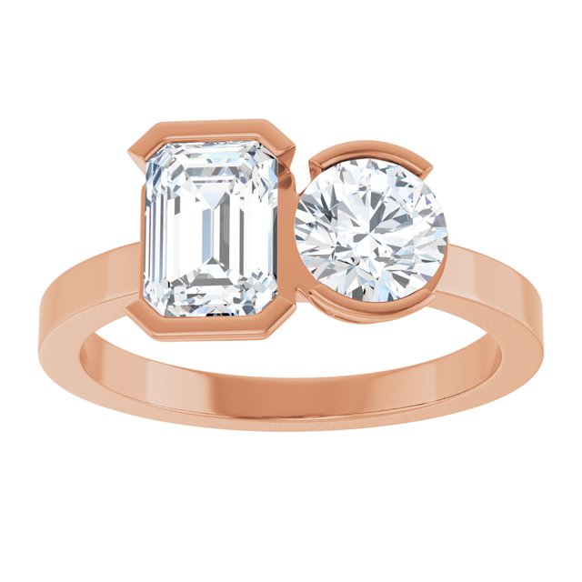 EMILY Toi Et Moi Two-Stone Emerald Cut Engagement Ring