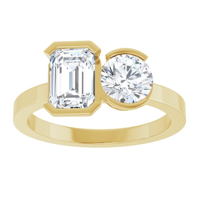 EMILY Toi Et Moi Two-Stone Emerald Cut Engagement Ring