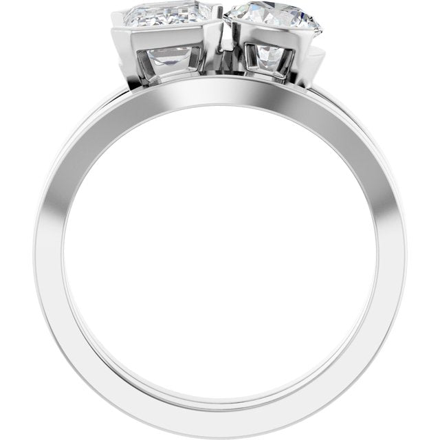 EMILY Toi Et Moi Two-Stone Emerald Cut Engagement Ring