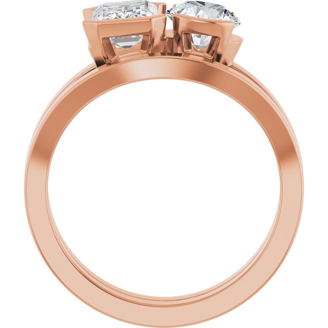 EMILY Toi Et Moi Two-Stone Emerald Cut Engagement Ring