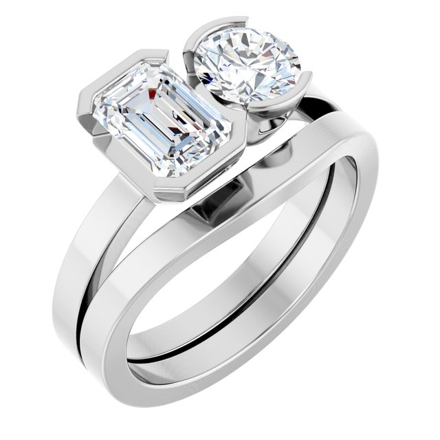 EMILY Toi Et Moi Two-Stone Emerald Cut Engagement Ring