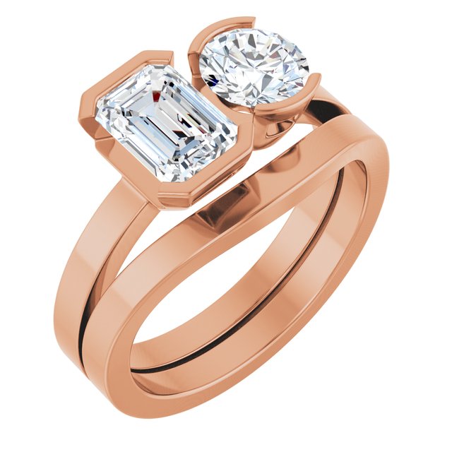 EMILY Toi Et Moi Two-Stone Emerald Cut Engagement Ring