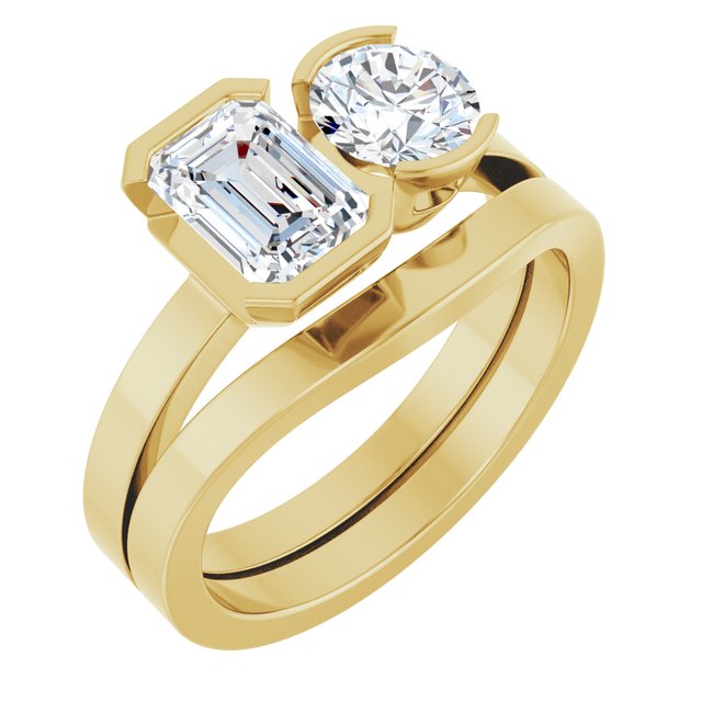 EMILY Toi Et Moi Two-Stone Emerald Cut Engagement Ring